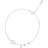 925 Silver Zircon Tassel Anklet Geometric Bracelet for Women
