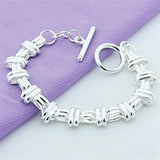 925 Silver Round Cross Charm Chain Bracelet Valentine Wedding Party Jewelry