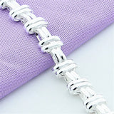 925 Silver Round Cross Charm Chain Bracelet Valentine Wedding Party Jewelry