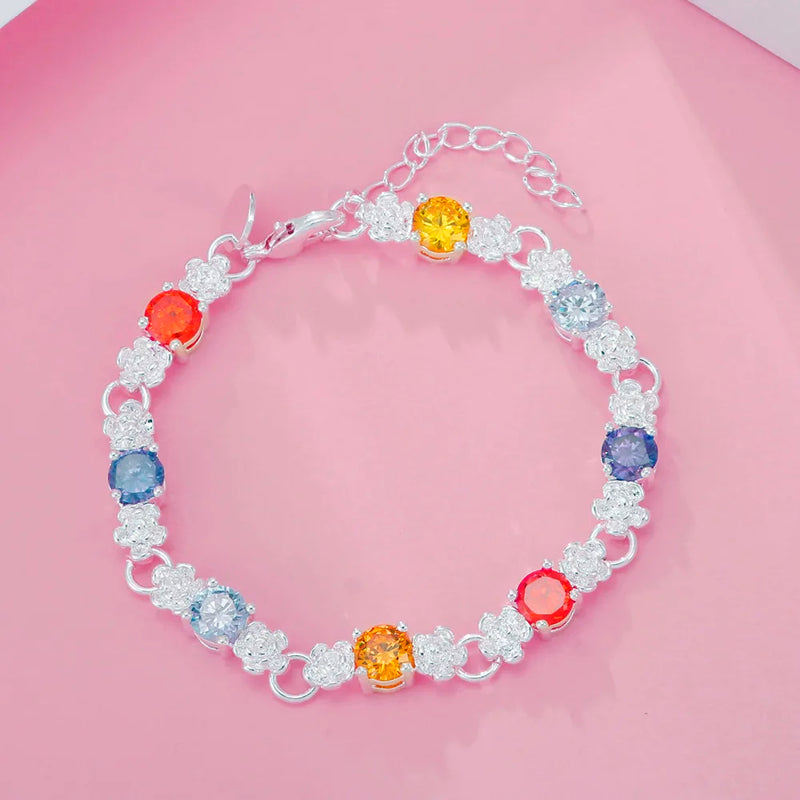 925 Silver Crystal Female Bracelet Women's Jewelry Accessory
