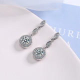 925 Silver Created Moissanite Diamond Tassel Dangle Earrings