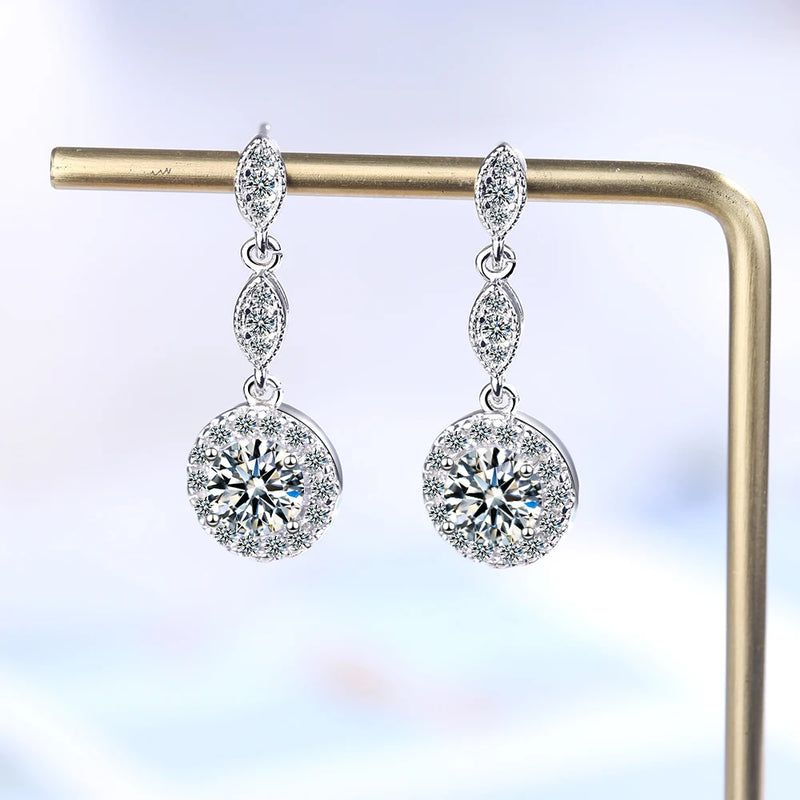 925 Silver Created Moissanite Diamond Tassel Dangle Earrings