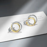 925 Sterling Silver Zirconia Circle Stud Earrings Women Fine Jewelry
