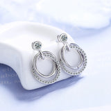925 Sterling Silver Zirconia Circle Stud Earrings Women Fine Jewelry