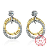 925 Sterling Silver Zirconia Circle Stud Earrings Women Fine Jewelry