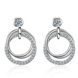925 Sterling Silver Zirconia Circle Stud Earrings Women Fine Jewelry