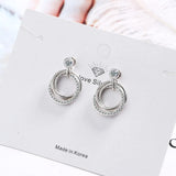 925 Sterling Silver Zirconia Circle Stud Earrings Women Fine Jewelry