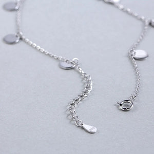 925 Silver Disc Choker Necklace Coin Charm Dainty Chain for Women