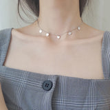 925 Silver Disc Choker Necklace Coin Charm Dainty Chain for Women