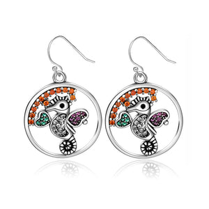 925 Silver Seahorse Drop Earrings Zircon Women's Gift Jewelry
