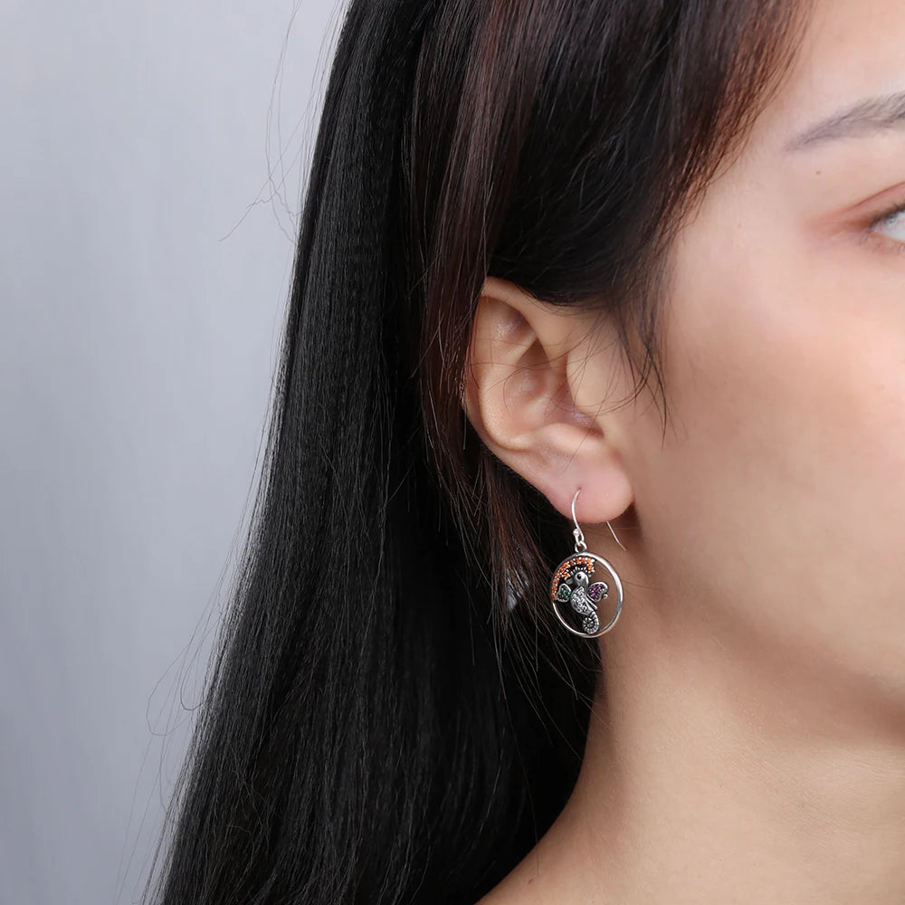 925 Silver Seahorse Drop Earrings Zircon Women's Gift Jewelry