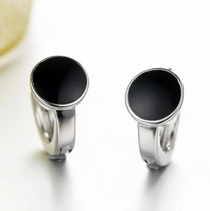 925 Sterling Silver Round Earrings Vinyl Spot High Earrings For Women