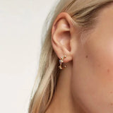 925 Silver Round Earrings Zirconia Birthday Gift Women's Jewelry
