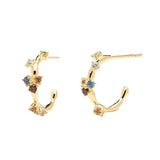 925 Silver Round Earrings Zirconia Birthday Gift Women's Jewelry