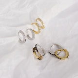 925 Silver Geometric Hoop Earrings CZ Fine Jewelry