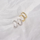 925 Silver Geometric Hoop Earrings CZ Fine Jewelry