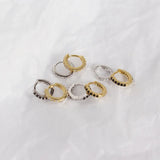 925 Silver Geometric Hoop Earrings CZ Fine Jewelry