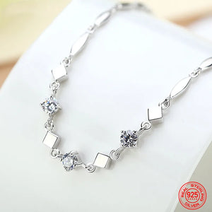 925 Silver Zircon Bracelet Chain Women Jewelry