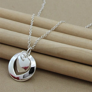 925 Silver Heart Necklace Women Wedding Engagement