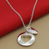925 Silver Heart Necklace Women Wedding Engagement