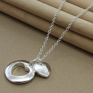 925 Silver Heart Necklace Women Wedding Engagement
