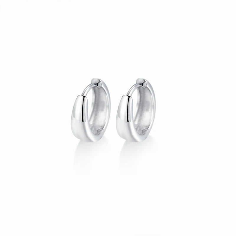 925 Silver Round Hinged Hoop Earrings Fine Jewelry Women