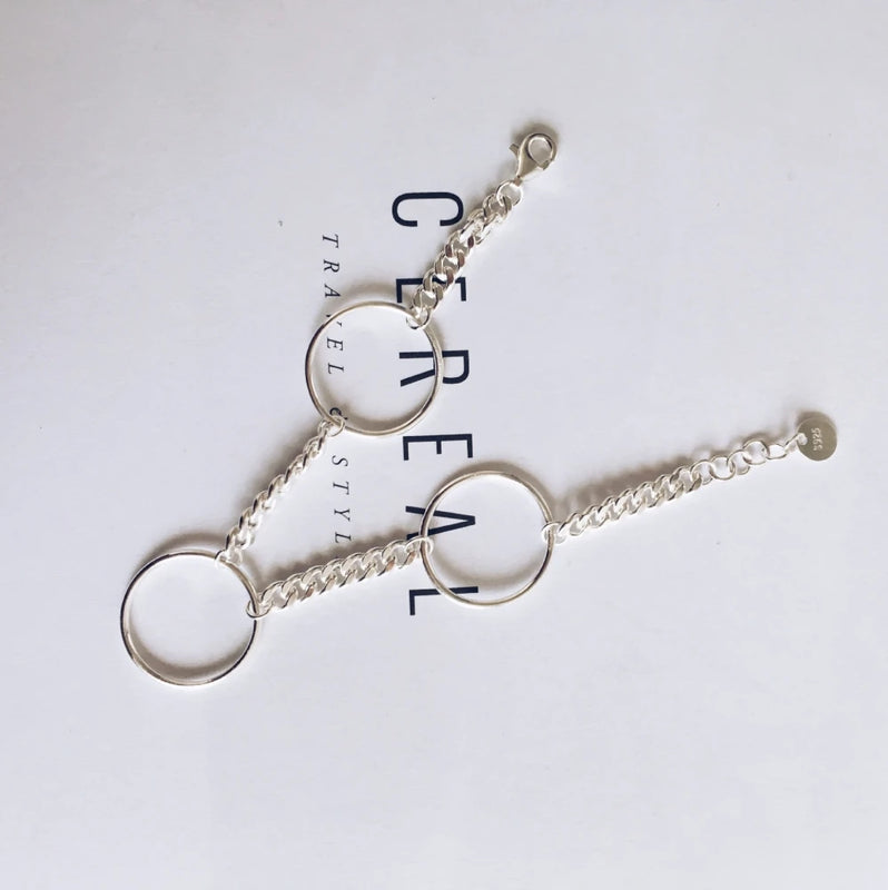 925 Silver Hollow Circle Bracelet Geometric Jewelry
