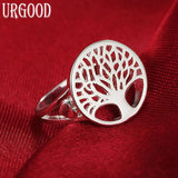 925 Silver Tree Of Life Ring for Women Men Party Engagement Wedding Jewelry