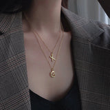 925 Sterling Silver Round Initial Alphabet Necklace Punk Statement Chain