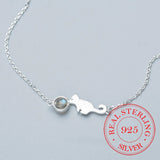 925 Sterling Silver Moonstone Cat Pendant Necklace Gift