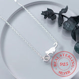 925 Sterling Silver Moonstone Cat Pendant Necklace Gift