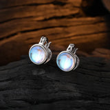 925 Silver Moonlight Stone Hoop Earrings for Women