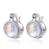 925 Silver Moonlight Stone Hoop Earrings for Women