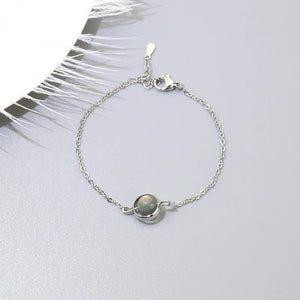 925 Silver Moonstone Charm Bracelet Adjustable Chain