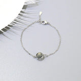 925 Silver Moonstone Charm Bracelet Adjustable Chain