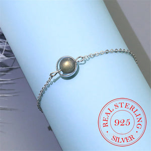 925 Silver Moonstone Charm Bracelet Adjustable Chain