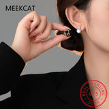 925 Silver Moonstone Double Layer Hoop Earrings for Women