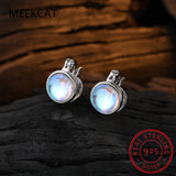 925 Silver Moonstone Double Layer Hoop Earrings for Women