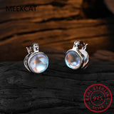 925 Silver Moonstone Double Layer Hoop Earrings for Women