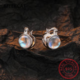 925 Silver Moonstone Double Layer Hoop Earrings for Women