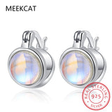 925 Silver Moonstone Double Layer Hoop Earrings for Women