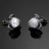 925 Silver Moonstone Stud Earrings for Women