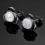 925 Silver Moonstone Stud Earrings for Women