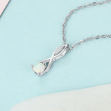 925 Silver Opal Necklace Women Infinity Twist Pendant Necklaces