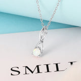 925 Silver Opal Necklace Women Infinity Twist Pendant Necklaces