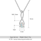 925 Silver Opal Necklace Women Infinity Twist Pendant Necklaces