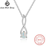 925 Silver Opal Necklace Women Infinity Twist Pendant Necklaces