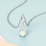 925 Silver Opal Necklace Women Infinity Twist Pendant Necklaces