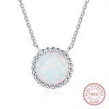 925 Silver Opal Necklaces Women Chain Female Anniversary Jewelry