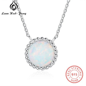 925 Silver Opal Necklaces Women Chain Female Anniversary Jewelry